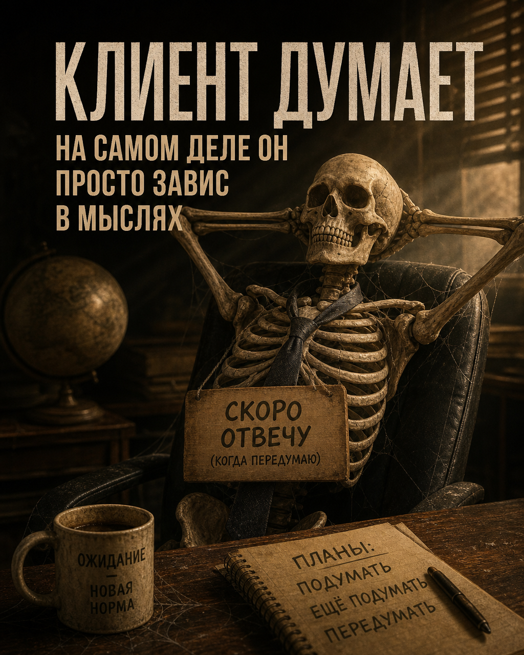 КЛИЕНТ ДУМАЕТ НА САМОМ ДЕЛЕ ОН ПРОСТО ЗАВИС В МЫСЛЯХ