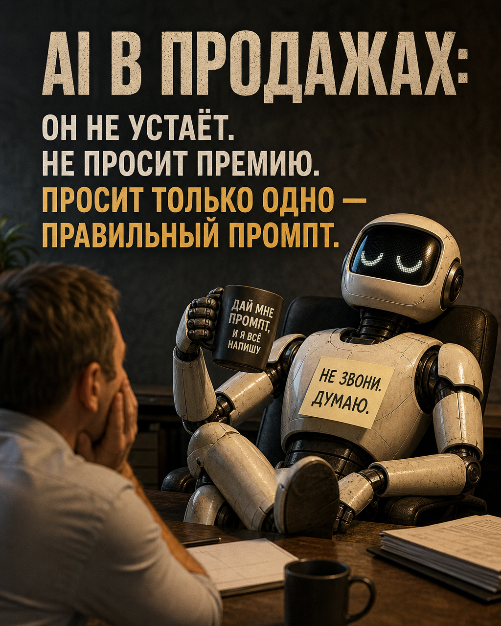 AI В ПРОДАЖАХ: ОН НЕ УСТАЁТ. НЕ ПРОСИТ ПРЕМИЮ. ПРОСИТ ТОЛЬКО ОДНО — ПРАВИЛЬНЫЙ ПРОМПТ.