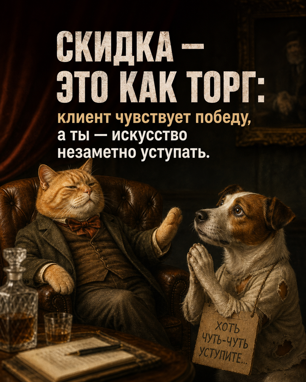 СКИДКА — ЭТО КАК ТОРГ: клиент чувствует победу, а ты — искусство незаметно уступать.
